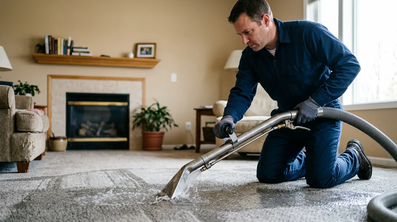 Water damage restoration technician working near Baltimore, MD